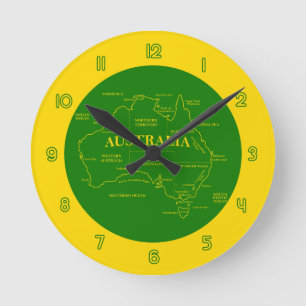 Reloj Redondo Mediano Mapa de Australia