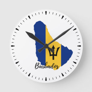 Reloj Redondo Mediano Mapa de bandera de Barbados