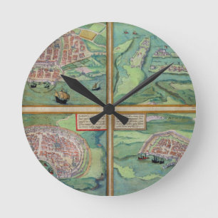 Reloj Redondo Mediano Mapa de Calais, de Malta, de Rodas, y de