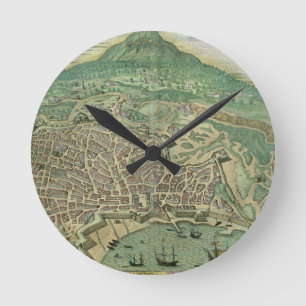 Reloj Redondo Mediano Mapa de Catania, de "Civitates Orbis Terrarum"