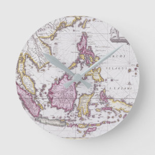 Reloj Redondo Mediano Mapa de China y de Indonesia el 1710