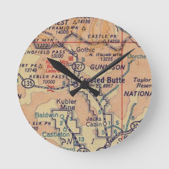 Reloj Redondo Mediano Mapa de cosecha en bruto (Anverso)