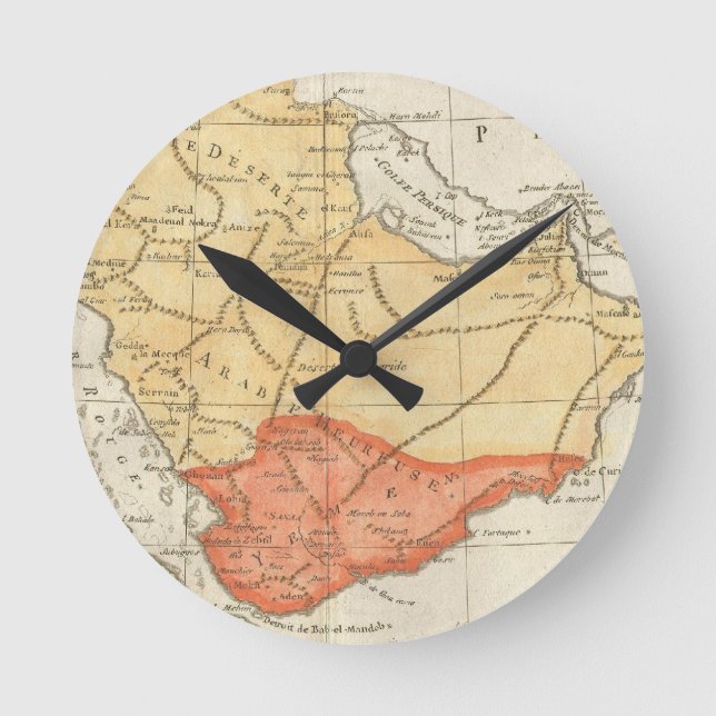 Reloj Redondo Mediano Mapa de época de Arabia Saudita (1780) (Anverso)