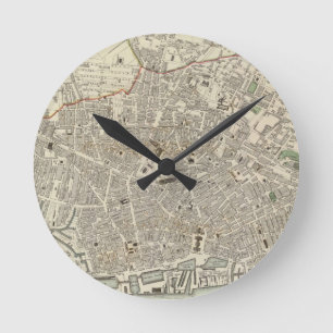 Reloj Redondo Mediano Mapa de época de Liverpool Inglaterra (1836)