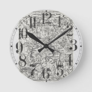 Reloj Redondo Mediano Mapa de época del Parque Nacional Yellowstone