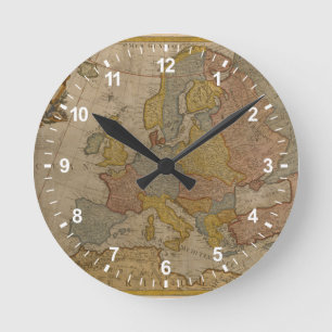 Reloj Redondo Mediano Mapa de Europa el 1700