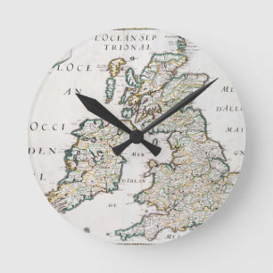 Reloj Redondo Mediano Mapa de Gran Bretaña e Irlanda, publicado París 16