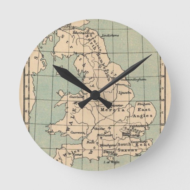 Reloj Redondo Mediano Mapa de Inglaterra antigua (Anverso)