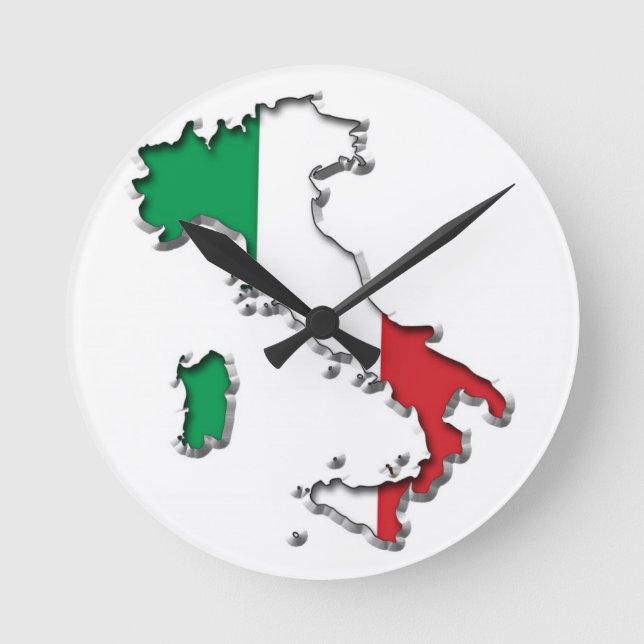 Reloj Redondo Mediano Mapa de Italia (Anverso)