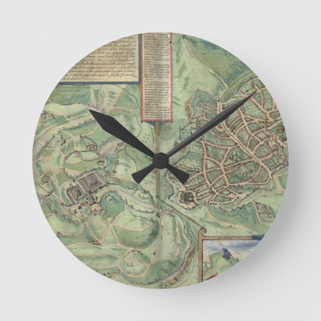 Reloj Redondo Mediano Mapa de Jerusalén, de 'Civitates Orbis Terrarum (Anverso)