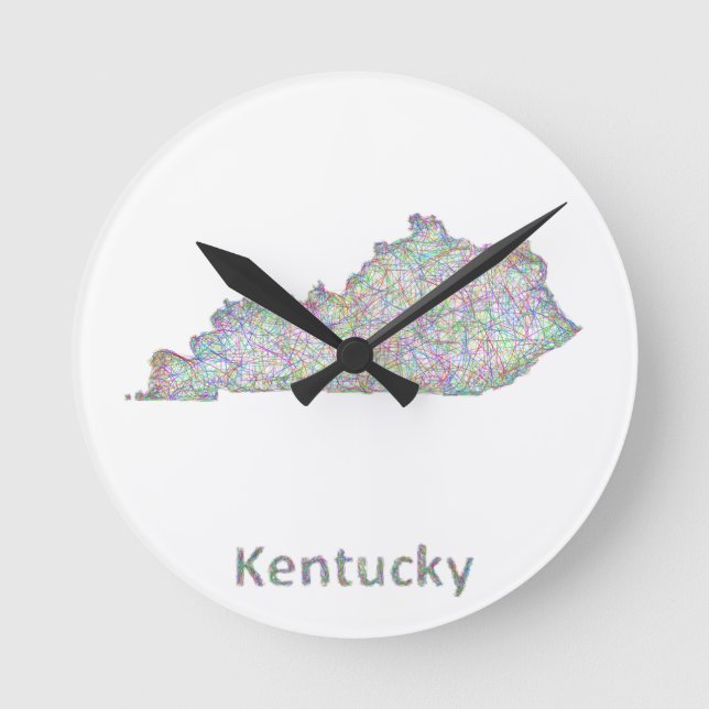Reloj Redondo Mediano Mapa de Kentucky (Anverso)