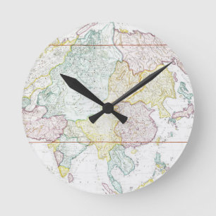 Reloj Redondo Mediano Mapa de la época de Asia   1786