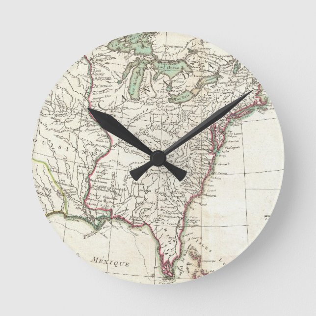 Reloj Redondo Mediano Mapa de la época de trece colonias (1776) (Anverso)