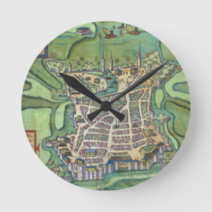 Reloj Redondo Mediano Mapa de La Rochelle, de 'Civitates Orbis Terrarum