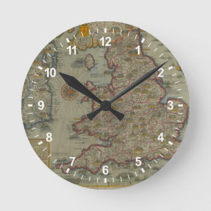 Reloj Redondo Mediano Mapa de las invasiones de Inglaterra y de Irlanda