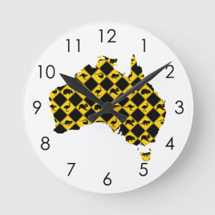 Reloj Redondo Mediano Mapa de las señales de tráfico del animal de