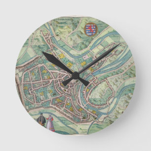 Reloj Redondo Mediano Mapa de Luxemburgo, de 'Civitates Orbis Terrarum