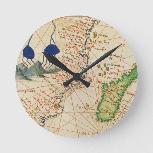 Reloj Redondo Mediano Mapa de Madagascar (Anverso)
