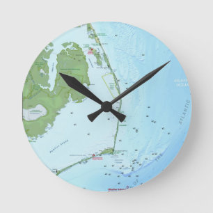 Reloj Redondo Mediano Mapa de Outer Banks