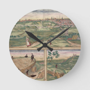 Reloj Redondo Mediano Mapa de Poitiers, de "Civitates Orbis Terrarum" b