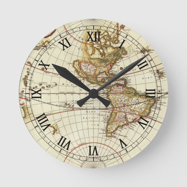 Reloj Redondo Mediano Mapa del Antiguo Mundo de Frederick de Wit, c. 168 (Anverso)