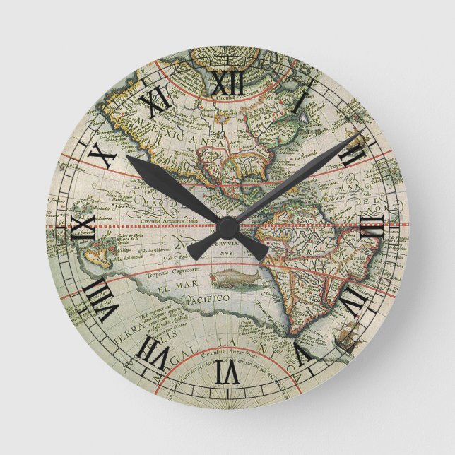 Reloj Redondo Mediano Mapa del Antiguo Mundo de las Américas, Theodor de (Anverso)