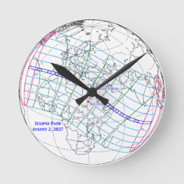 Reloj Redondo Mediano Mapa del eclipse solar total de 2027
