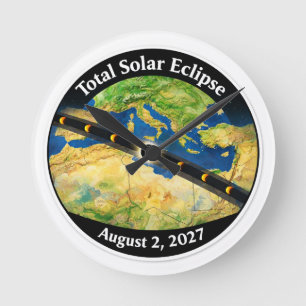 Reloj Redondo Mediano Mapa del eclipse solar total de 2027