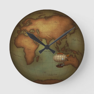Reloj Redondo Mediano Mapa del hemisferio occidental de los aeronautas n