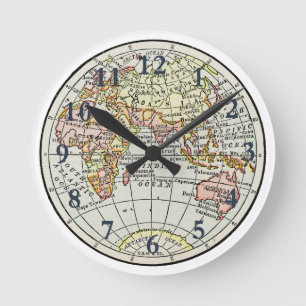Reloj Redondo Mediano Mapa del hemisferio oriental Globo Viaje Arte
