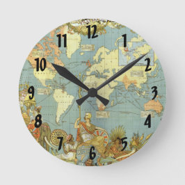 Reloj Redondo Mediano Mapa del mundo antiguo del imperio británico, 1886