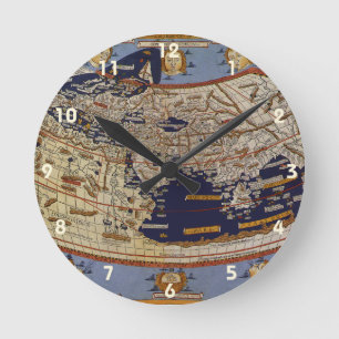 Reloj Redondo Mediano Mapa del mundo ptolemaico antiguo, Johannes de Arn