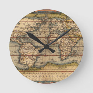 Reloj Redondo Mediano Mapa del mundo vintage de Abraham Ortelius 1564