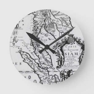 Reloj Redondo Mediano Mapa del Reino de Tailandia