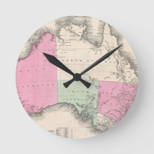 Reloj Redondo Mediano Mapa del vintage de Australia (1862)