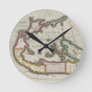 Reloj Redondo Mediano Mapa del vintage de Bermudas (1638)