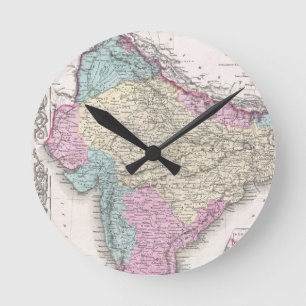 Reloj Redondo Mediano Mapa del vintage de la India (1855)