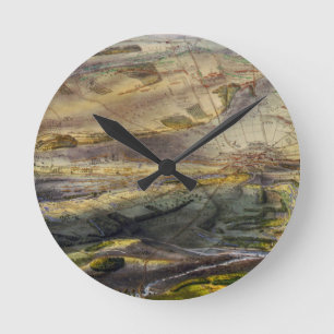 Reloj Redondo Mediano Mapa del vintage del campo de batalla de