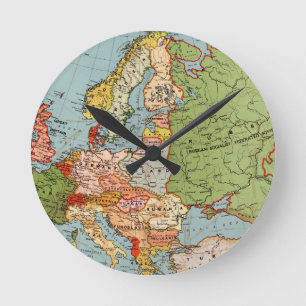 Reloj Redondo Mediano Mapa estándar de Bacon en la vieja Europa del sigl