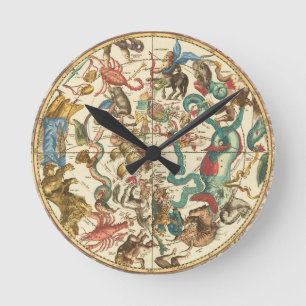 Reloj Redondo Mediano Mapa Estelar Vintage del Hemisferio Sur de 1660