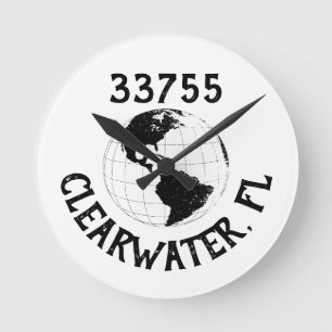 Reloj Redondo Mediano Mapa mundial del código postal del estado de la ci