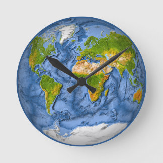 Reloj Redondo Mediano Mapa mundial en círculo