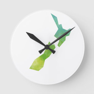 Reloj Redondo Mediano Mapa Nueva Zelanda