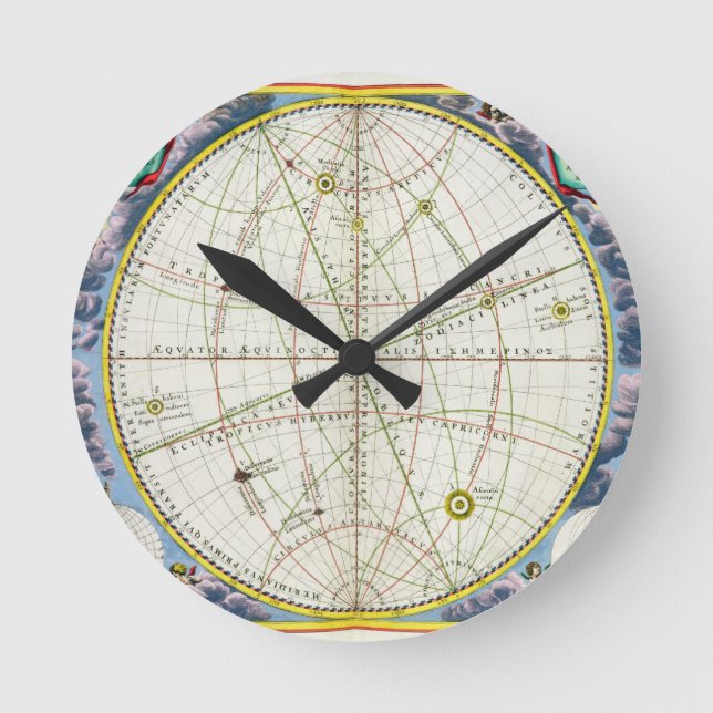 Reloj Redondo Mediano Mapa que traza el movimiento de la tierra y de los (Anverso)