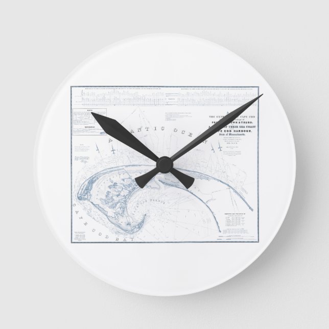Reloj Redondo Mediano Mapa viejo de Provincetown Cape Cod (Anverso)
