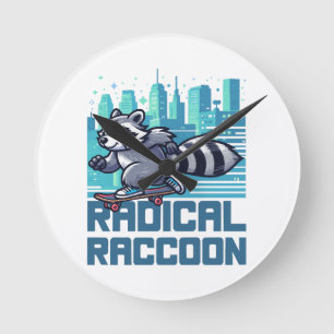 Reloj Redondo Mediano Mapache Radical Urban Skateboarder