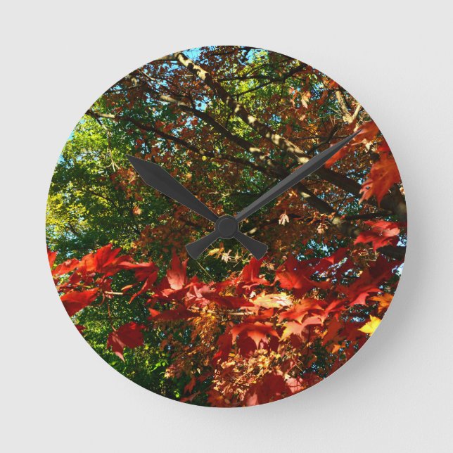 Reloj Redondo Mediano Maple japonés en otoño (Anverso)