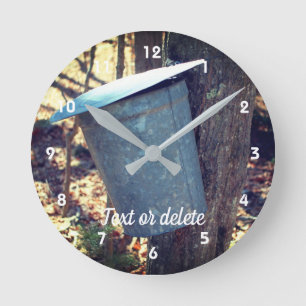 Reloj Redondo Mediano Maple Syrup Sap Bucket On Tree Personalized
