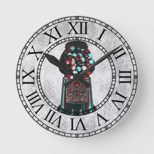 Reloj Redondo Mediano Máquina Retro Gumball (Anverso)