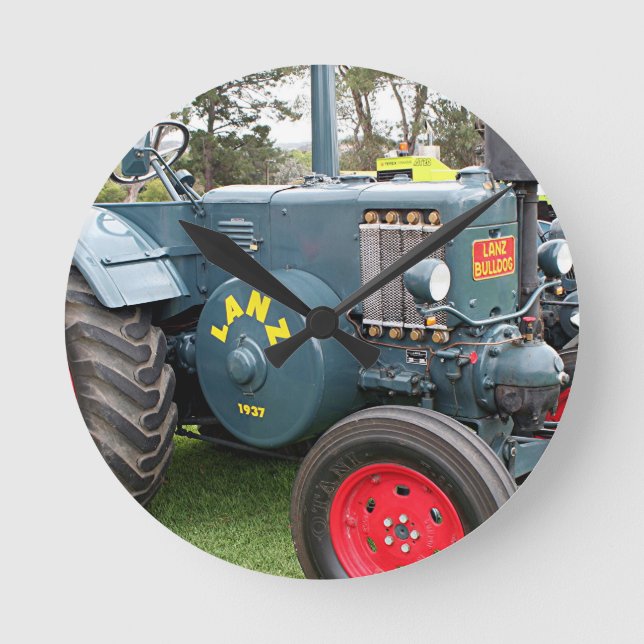 Reloj Redondo Mediano Maquinaria agrícola vieja del tractor del bulldog (Anverso)